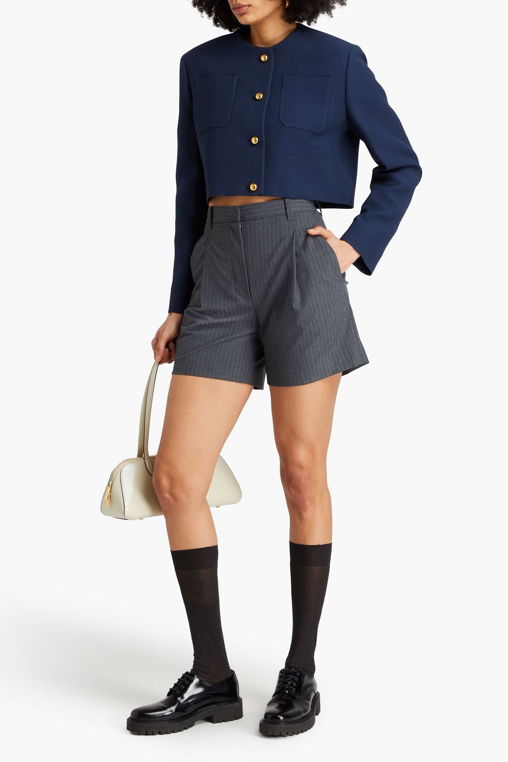 PRADA Cropped wool and silk-blend twill jacket