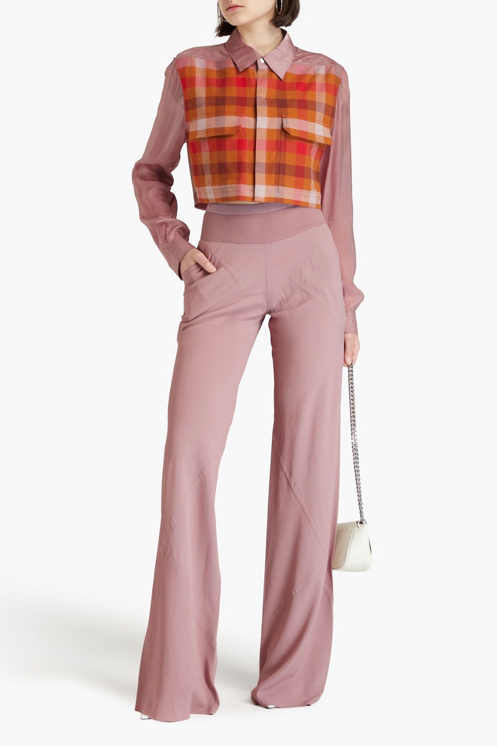 RICK OWENS Crepe de chine wide-leg pants