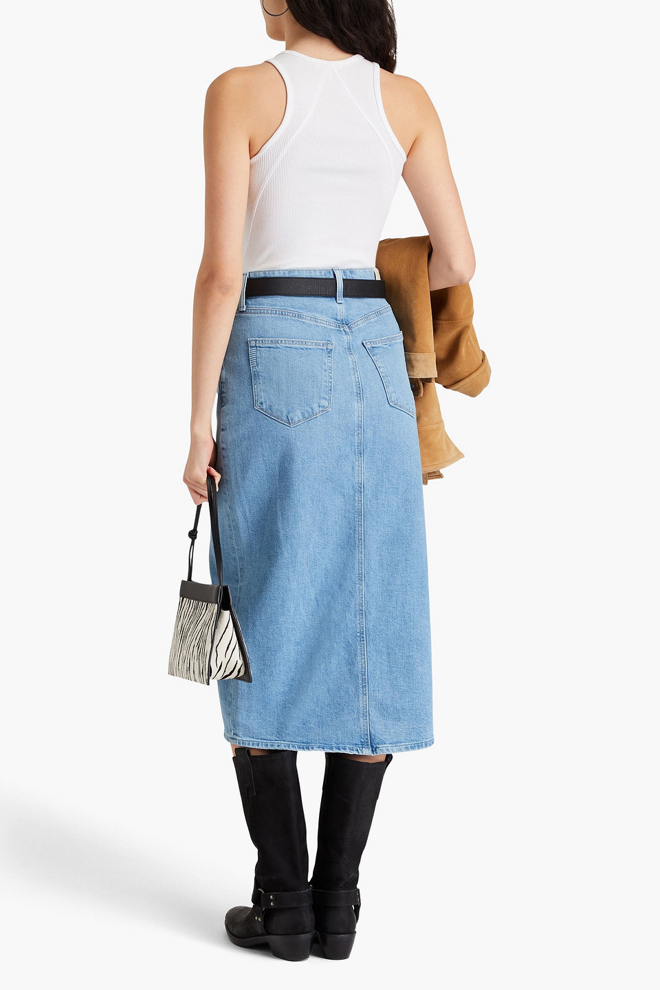  Paige - Midirock Aus Denim - Blau - 25 