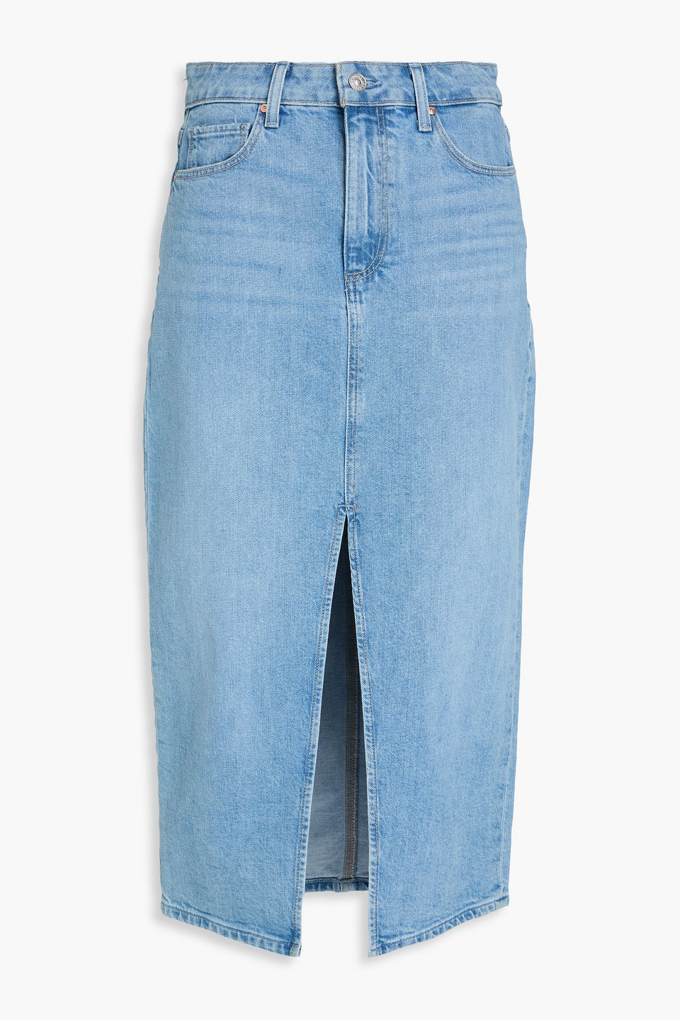 Paige Denim Midi Skirt In Hellblauer Denim