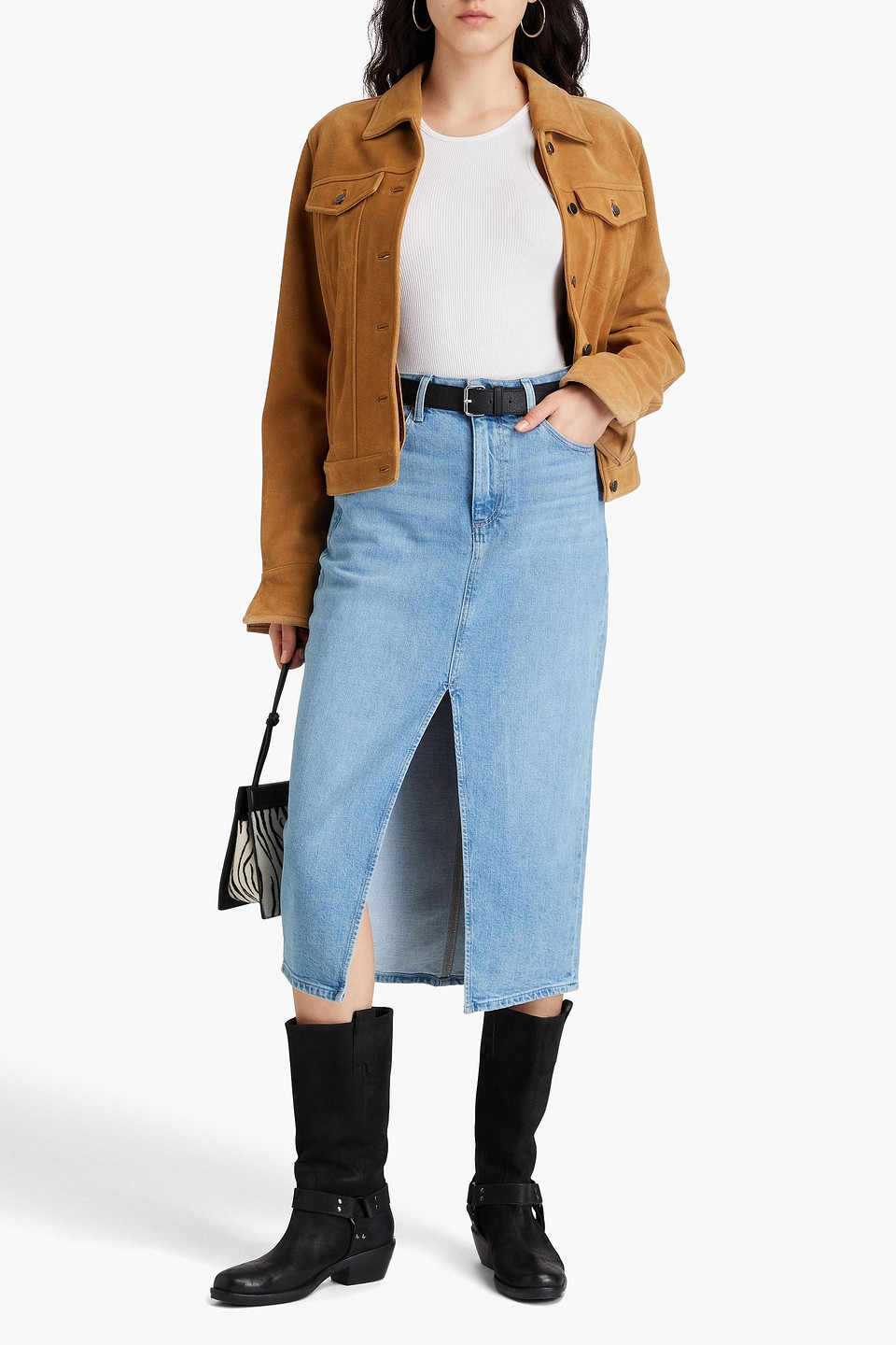  Paige - Midirock Aus Denim - Blau - 25 