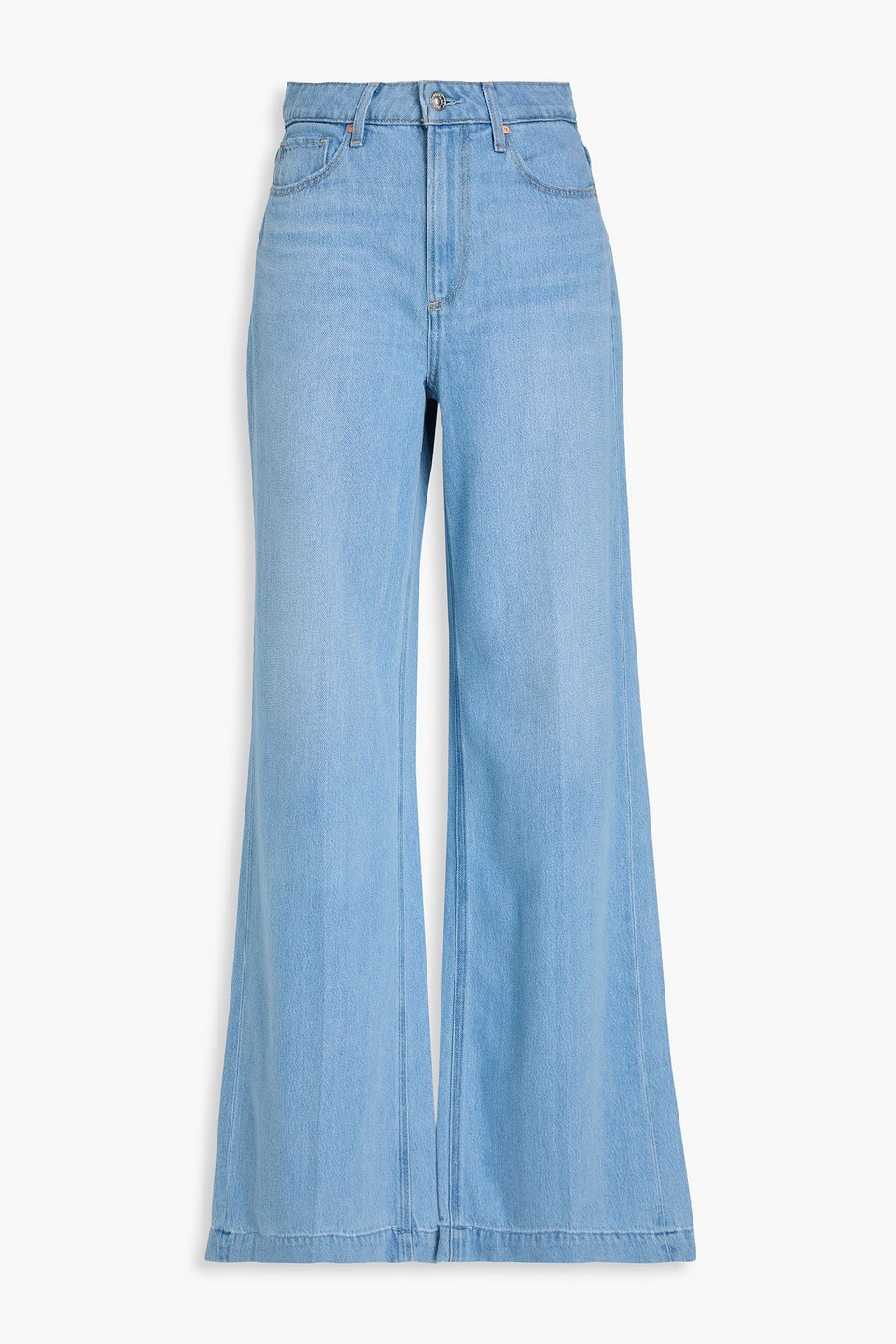 Paige Harper Frayed High-rise Wide-leg Jeans In Blue
