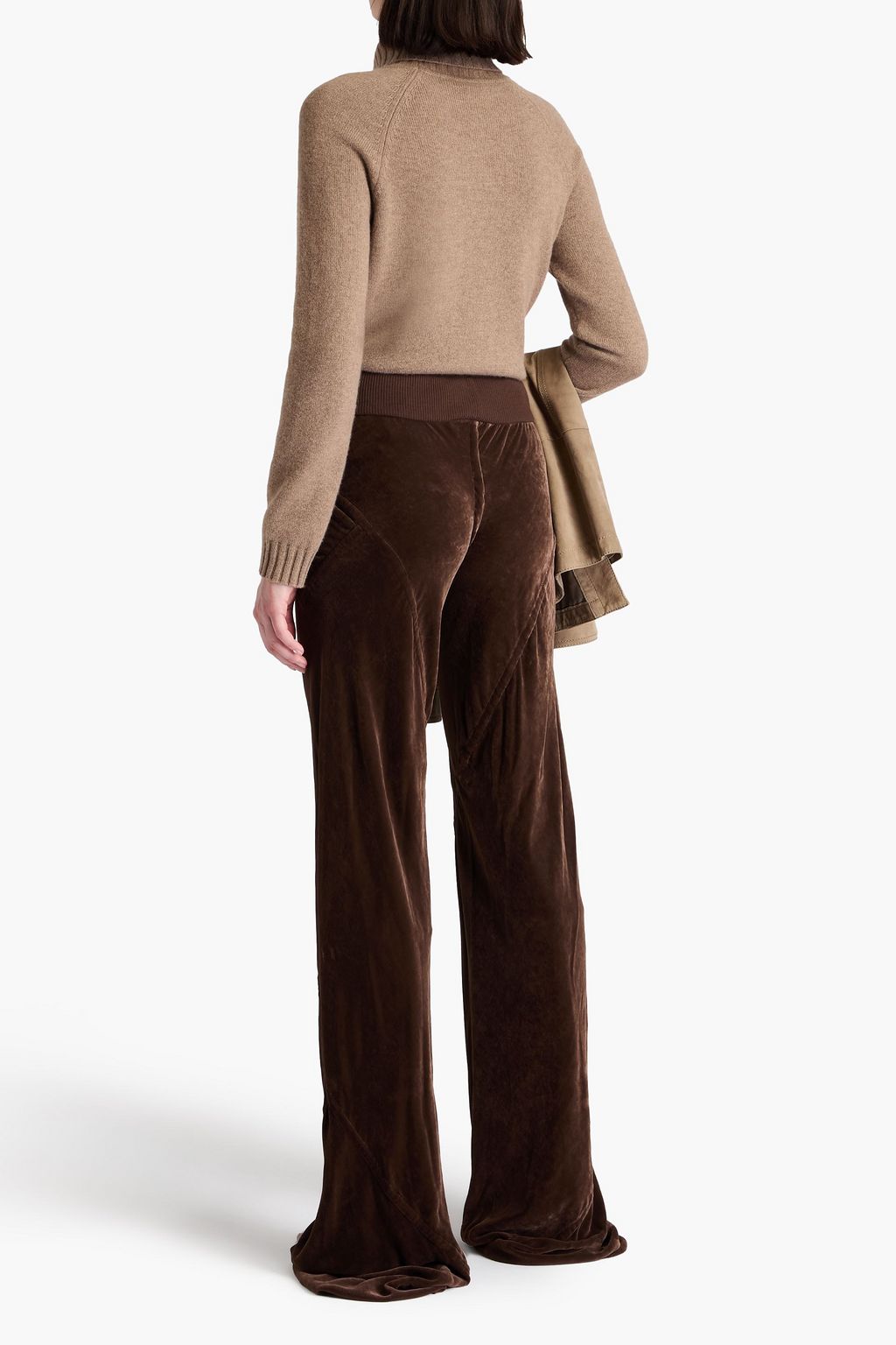 RICK OWENS بنطلون بأرجل واسعة من المخمل