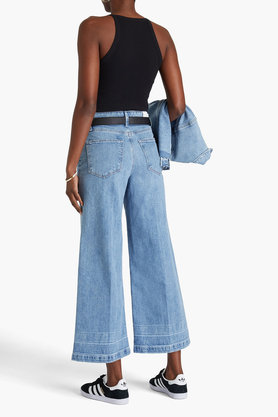 PAIGE HARPER CROPPED HIGH-RISE WIDE-LEG JEANS