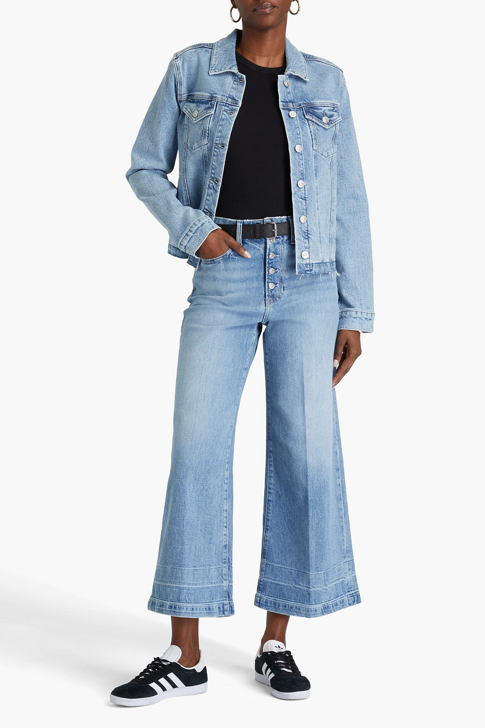 PAIGE HARPER CROPPED HIGH-RISE WIDE-LEG JEANS