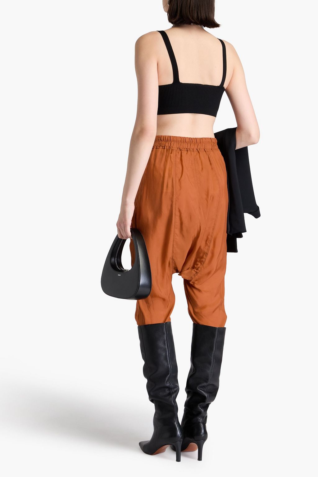 RICK OWENS بنطال رياضي قصير من ساتان الكوبرو