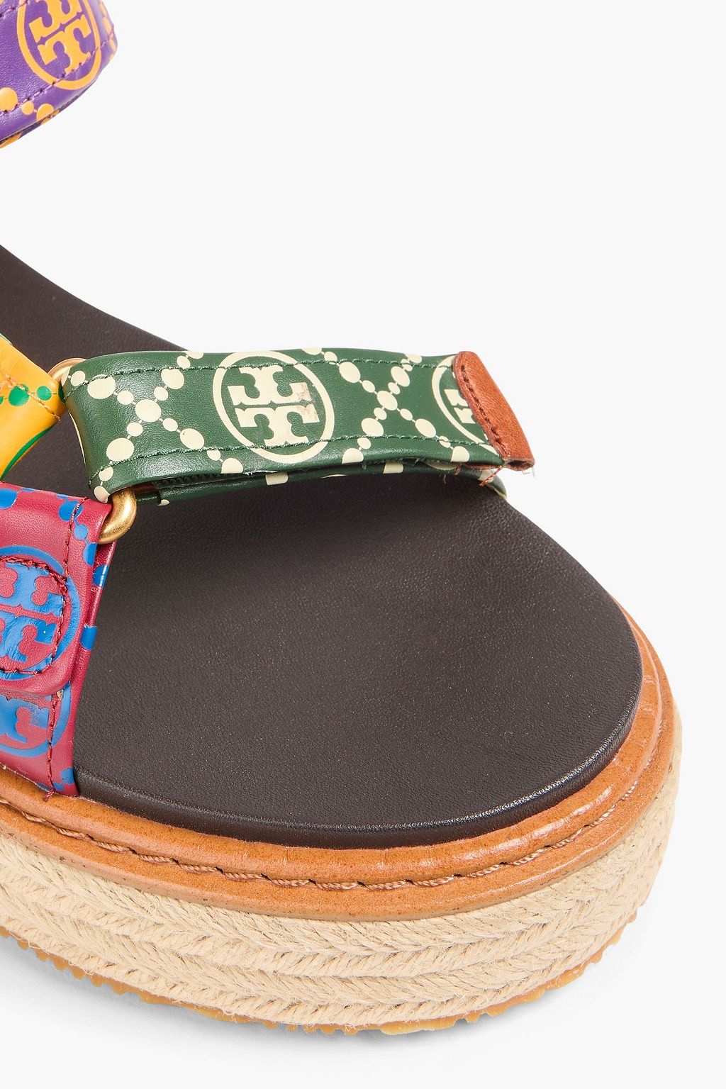 TORY BURCH 로고 프린트 가죽 샌들