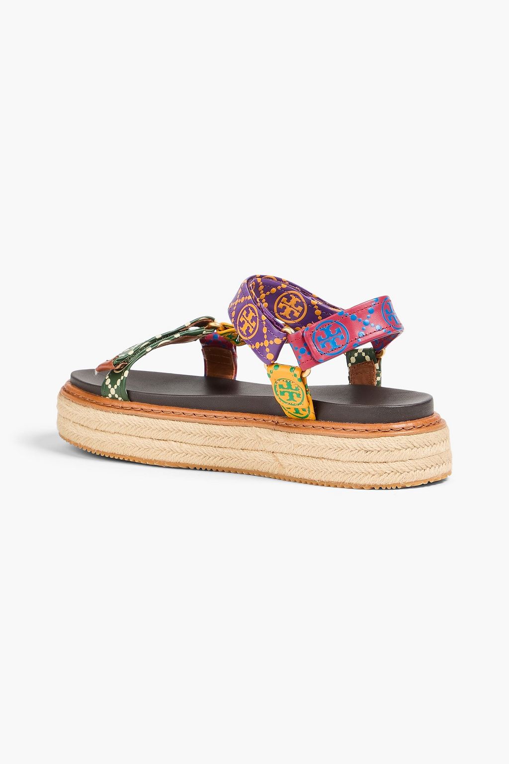 TORY BURCH 로고 프린트 가죽 샌들