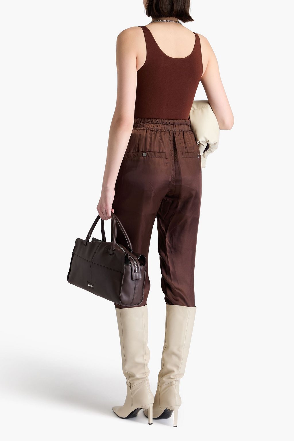 RICK OWENS Cupro-satin track pants