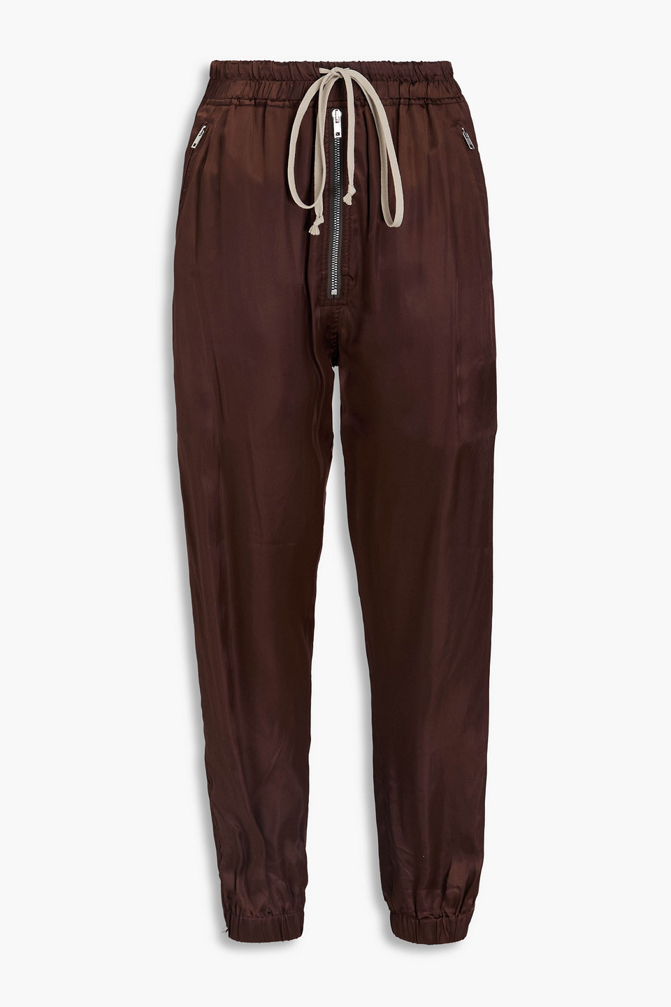 Rick Owens Cupro-satin Track Trousers In Schokolade