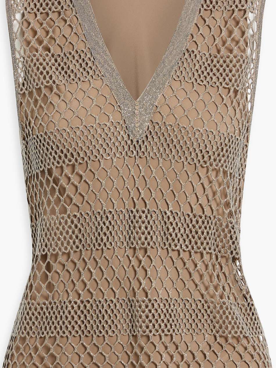 bead-embellished crocheted cotton top