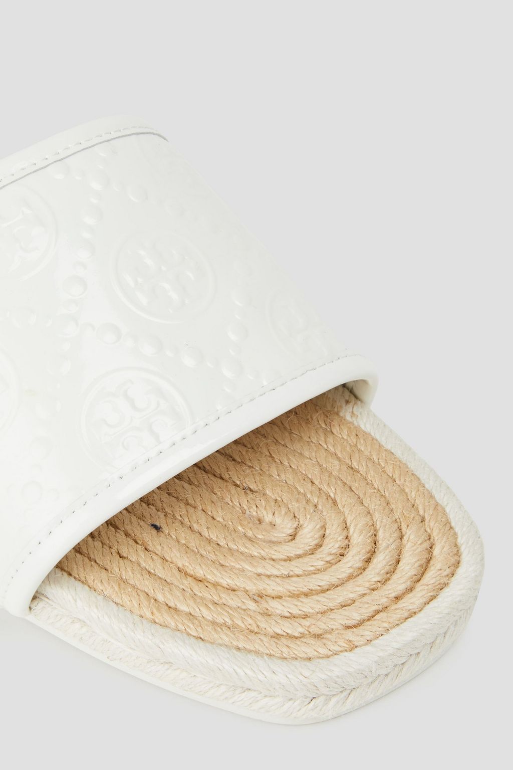 TORY BURCH Logo-print leather and rubber slides