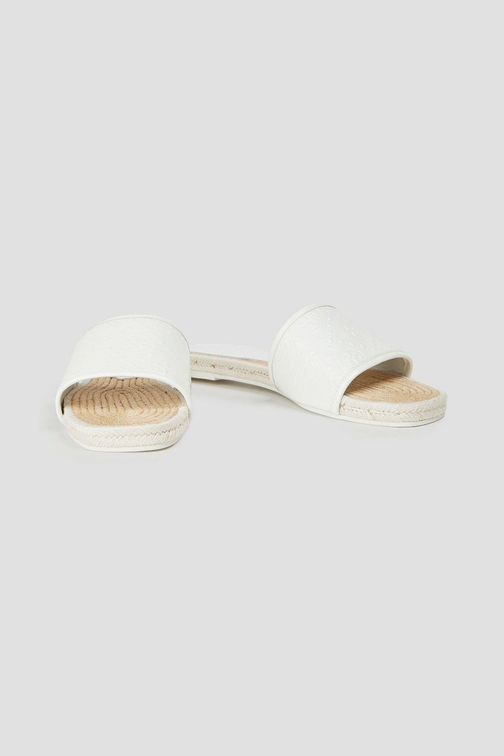 TORY BURCH Logo-print leather and rubber slides