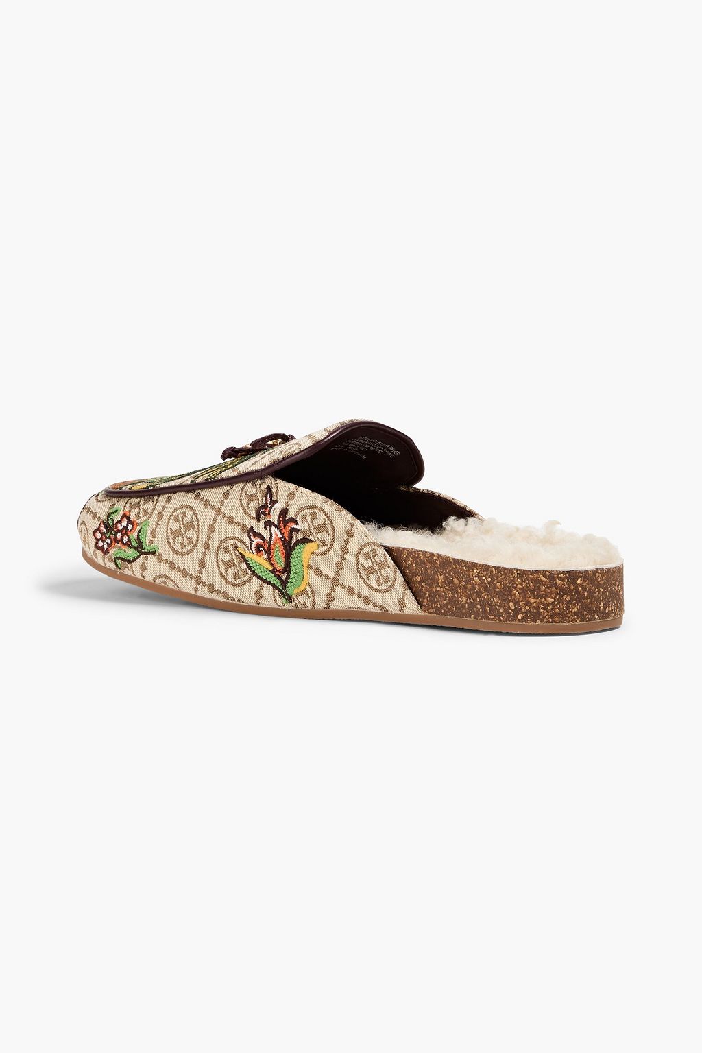 TORY BURCH Embellished printed jacquard slippers