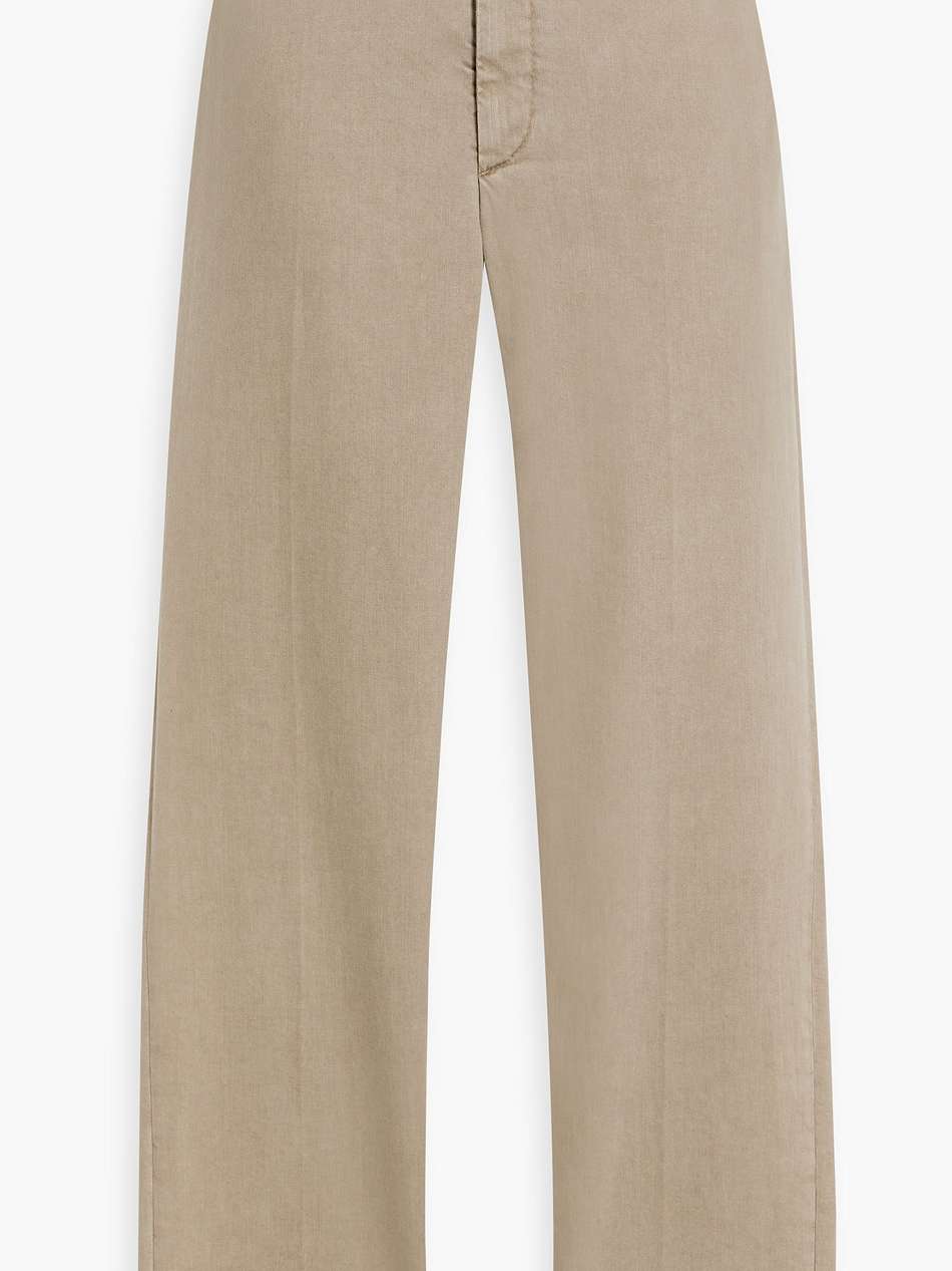 cropped bead-embellished stretch cotton and lyocell-blend slim-leg pants