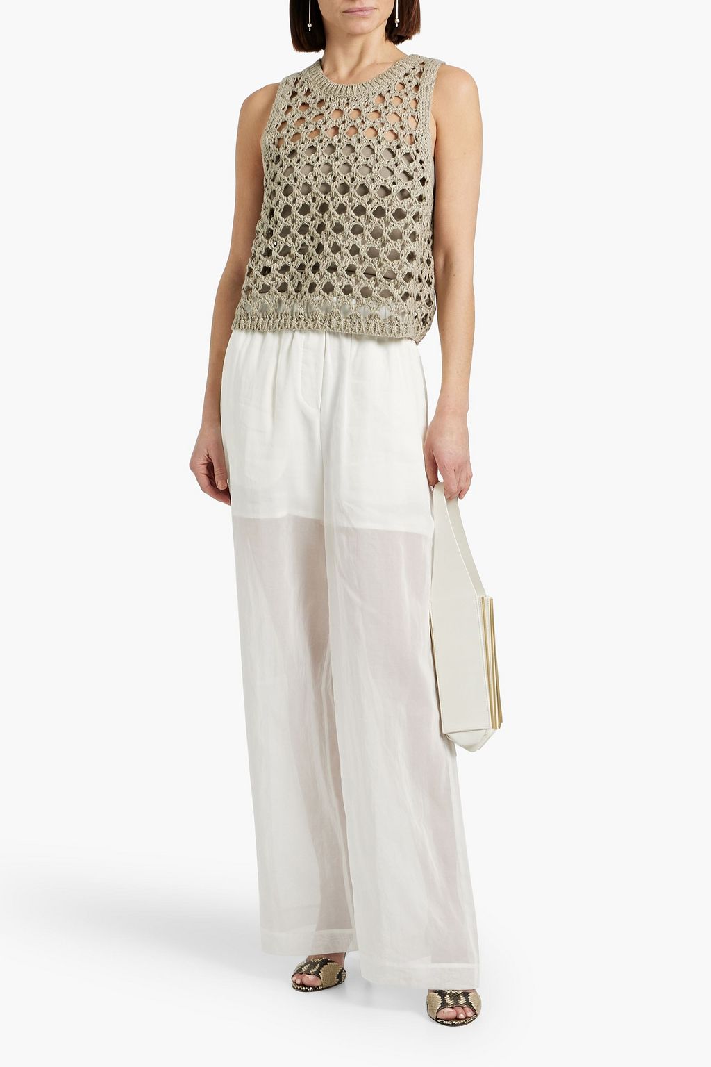 BRUNELLO CUCINELLI Cotton-organdie wide-leg pants