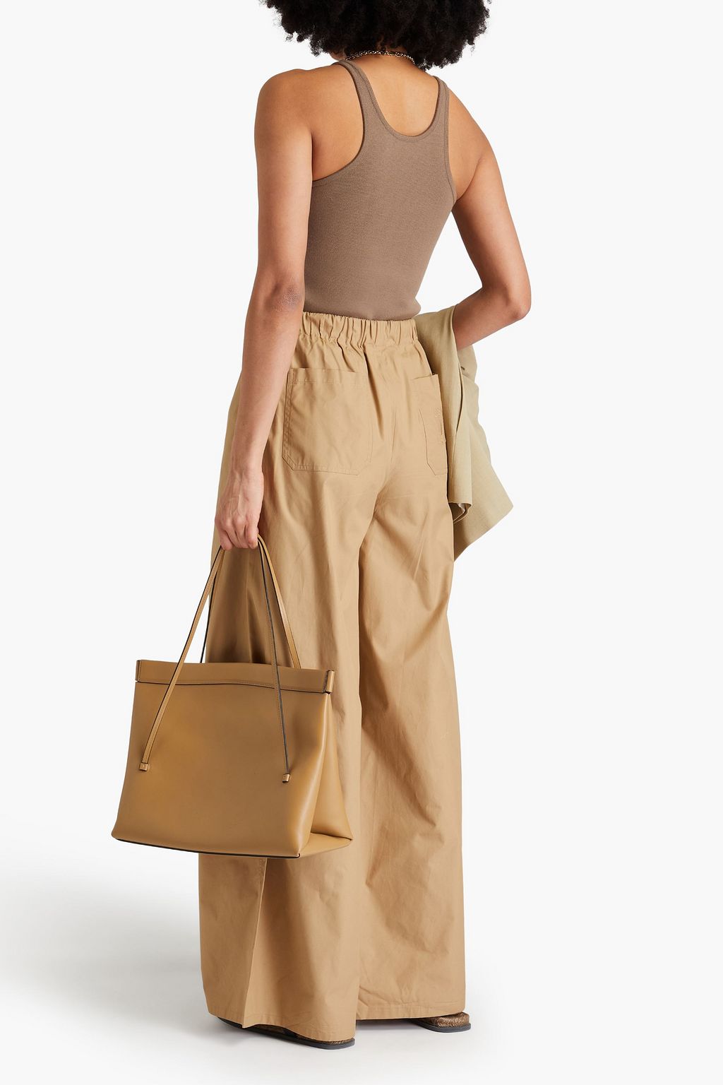 MAX MARA 코튼 포플린 와이드 레그 팬츠