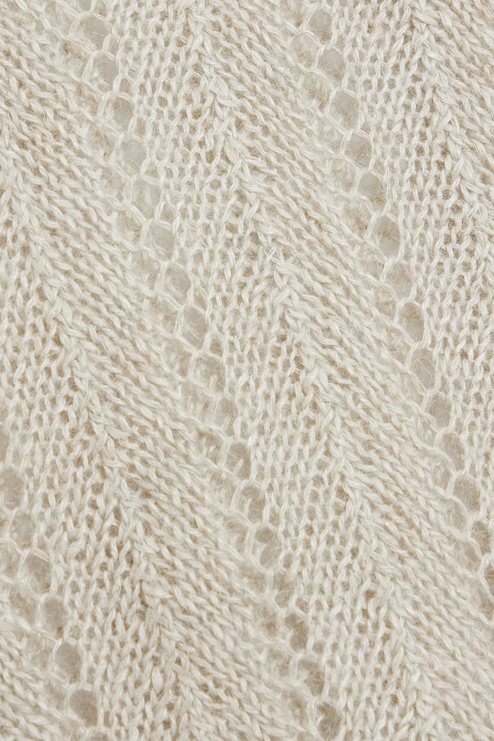 Brunello Cucinelli Cropped Pointelle-knit Linen-blend Sweater In Stone
