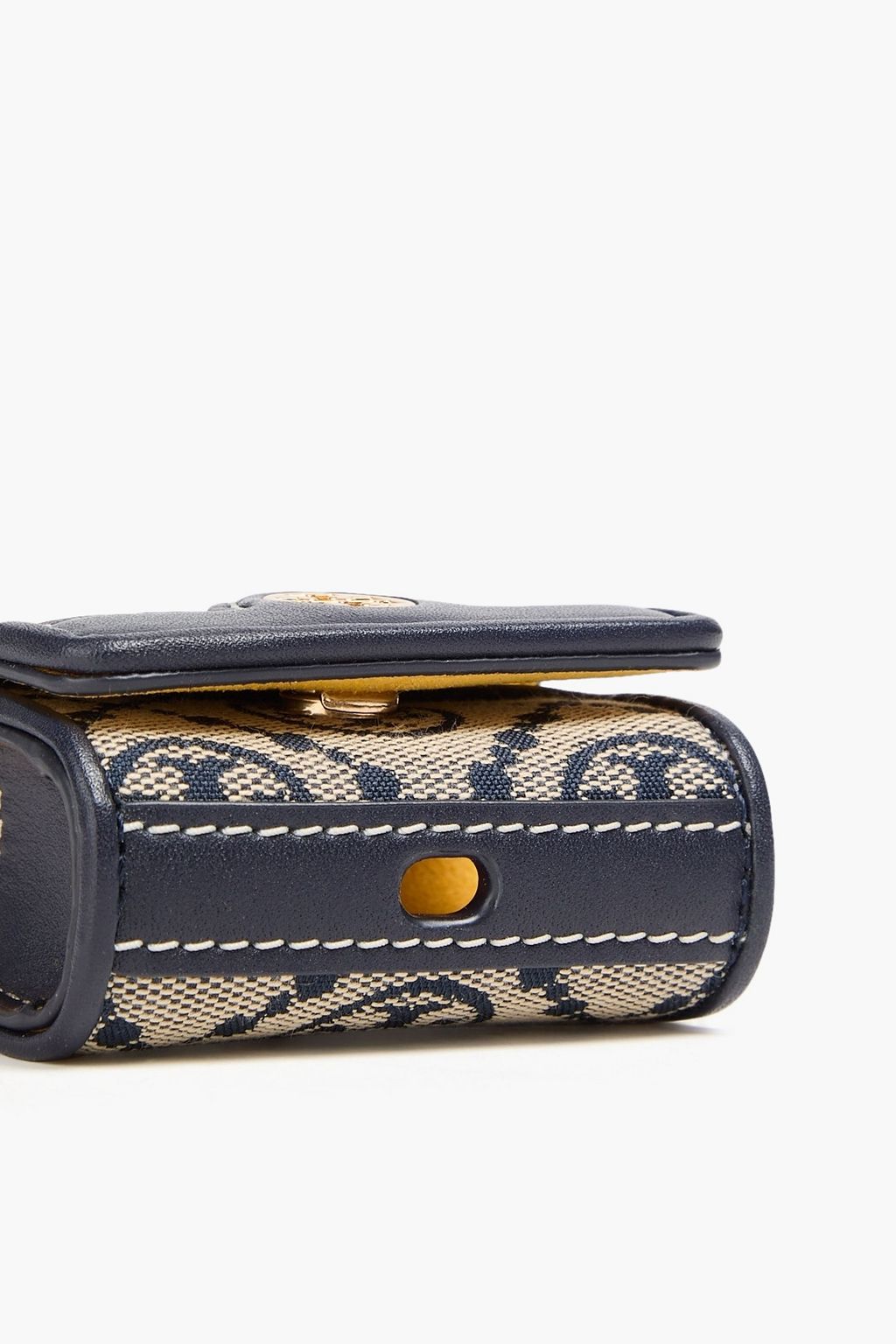 TORY BURCH T Monogram leather-trimmed jacquard AirPods case