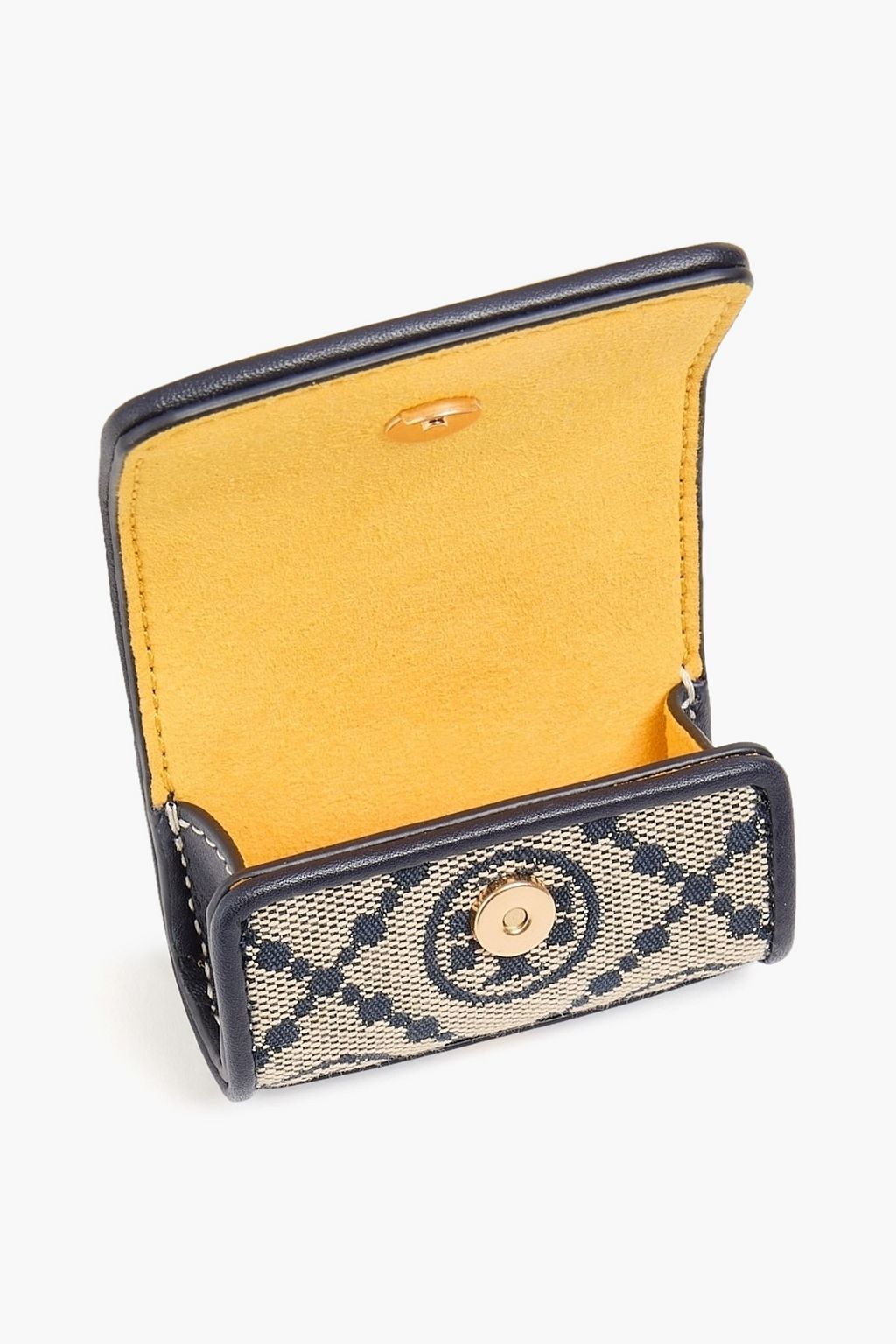 TORY BURCH T Monogram leather-trimmed jacquard AirPods case