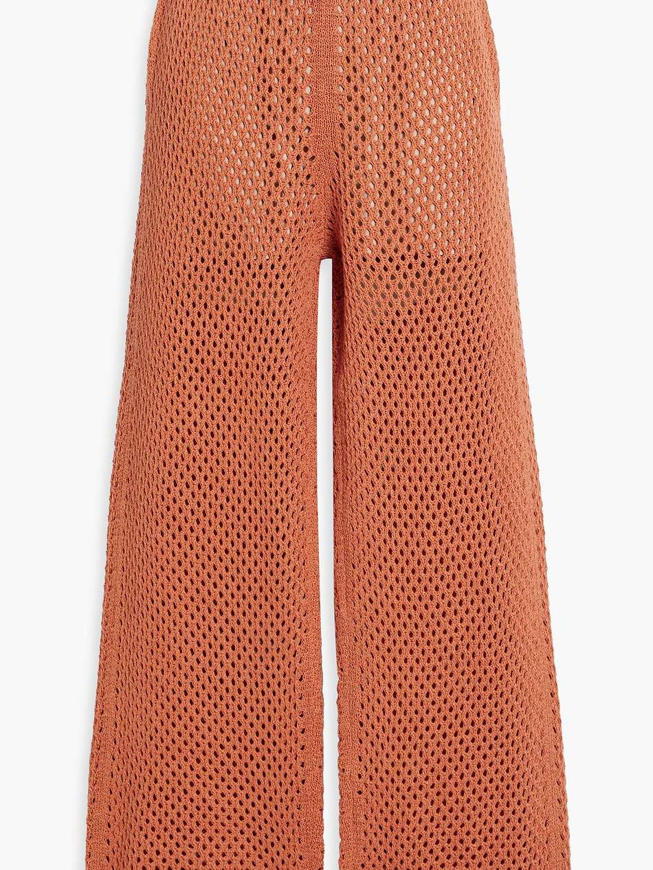 open-knit cotton straight-leg pants