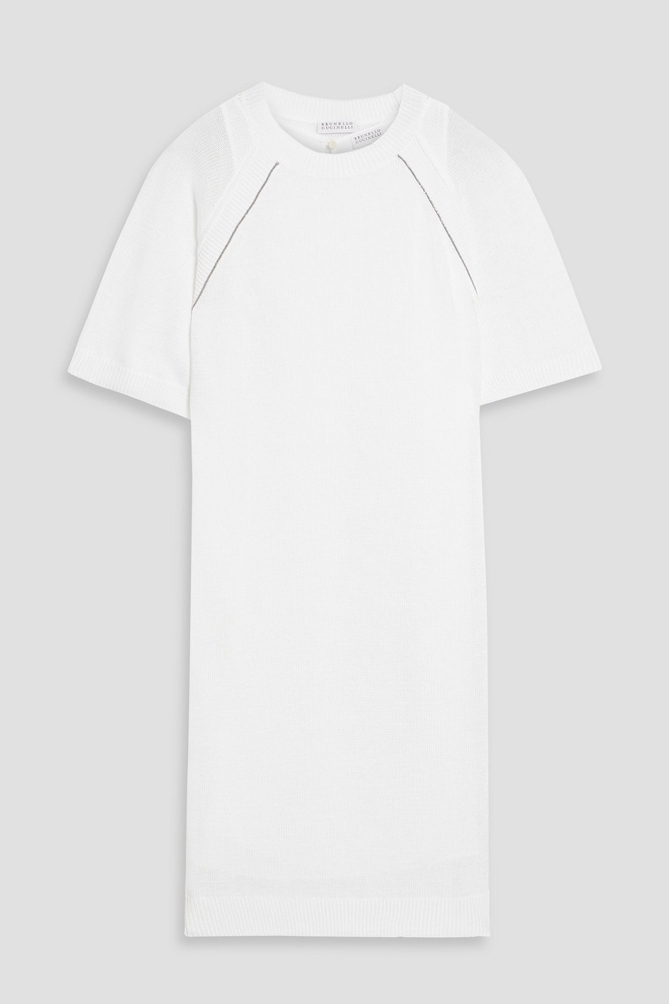 Brunello Cucinelli Bead-embellished Cotton Mini Dress In White