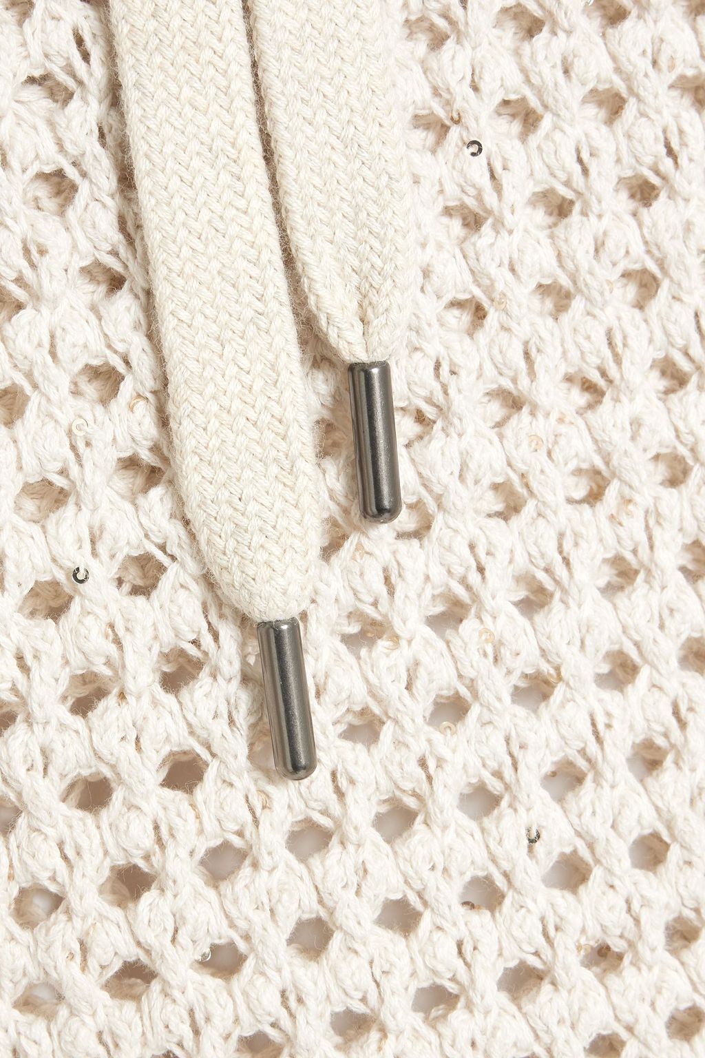 BRUNELLO CUCINELLI コットン混 フーディ スパンコール付き オープンニット