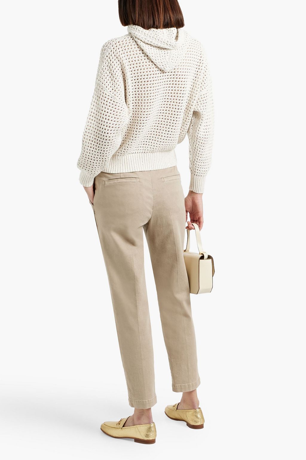 BRUNELLO CUCINELLI コットン混 フーディ スパンコール付き オープンニット