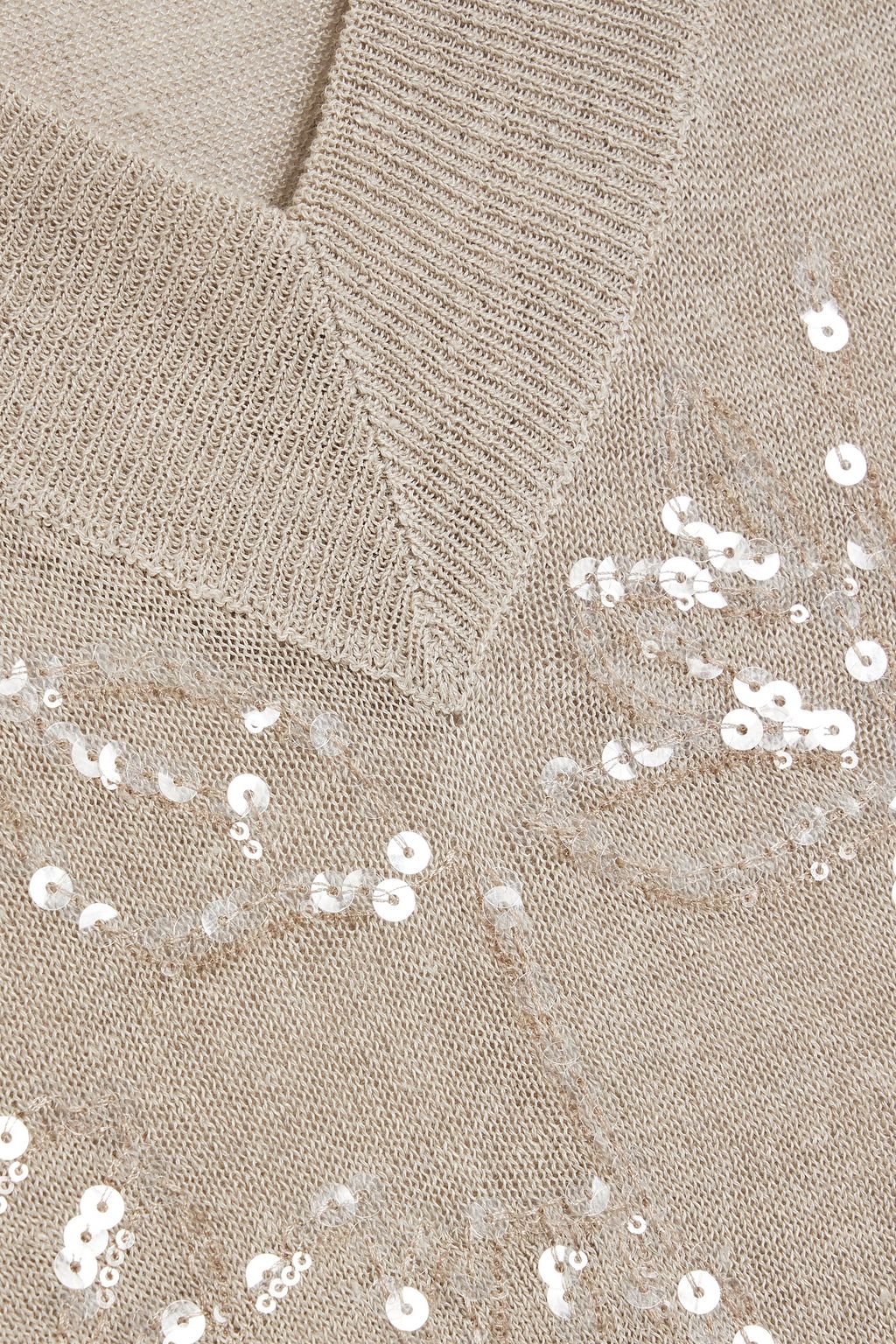BRUNELLO CUCINELLI Embellished linen-blend top