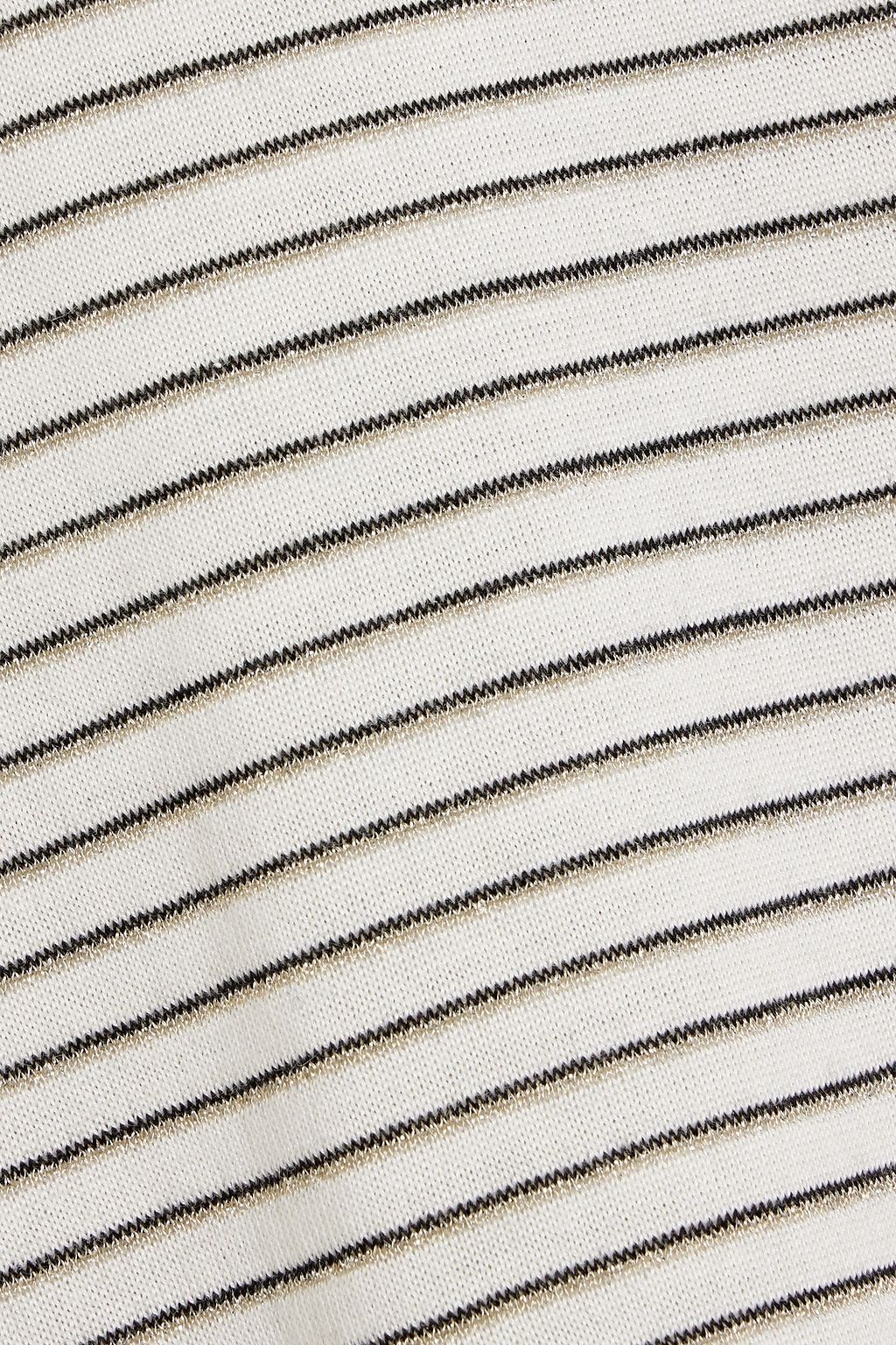 BRUNELLO CUCINELLI Metallic striped cashmere and silk-blend top