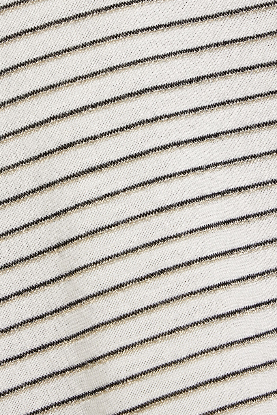 Brunello Cucinelli Metallic Striped Cashmere And Silk-blend Top In Ivory