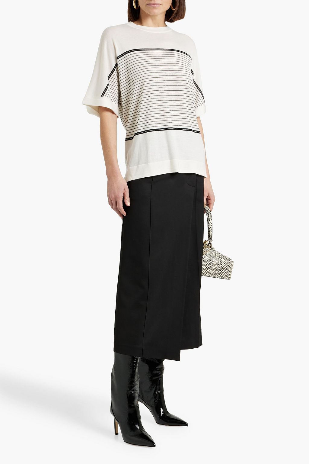 BRUNELLO CUCINELLI Metallic striped cashmere and silk-blend top