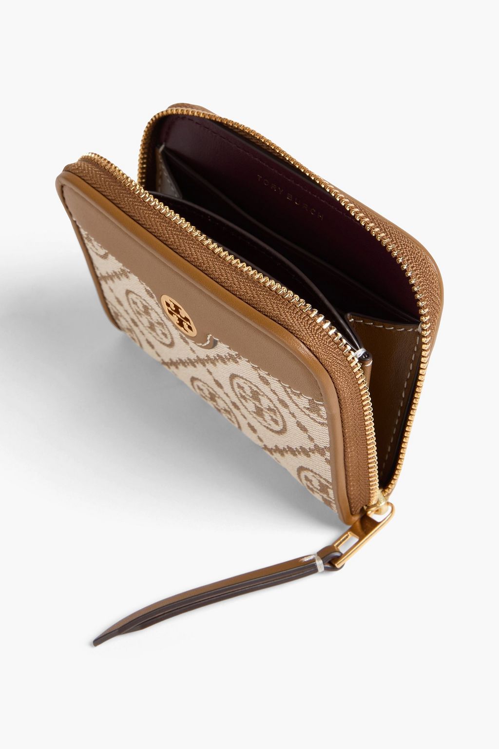 TORY BURCH Jacquard and leather wallet