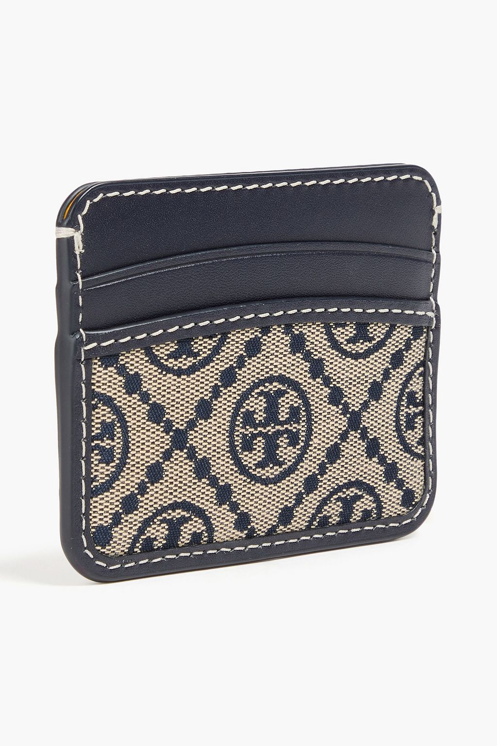 TORY BURCH 자카드 & 가죽 카드홀더