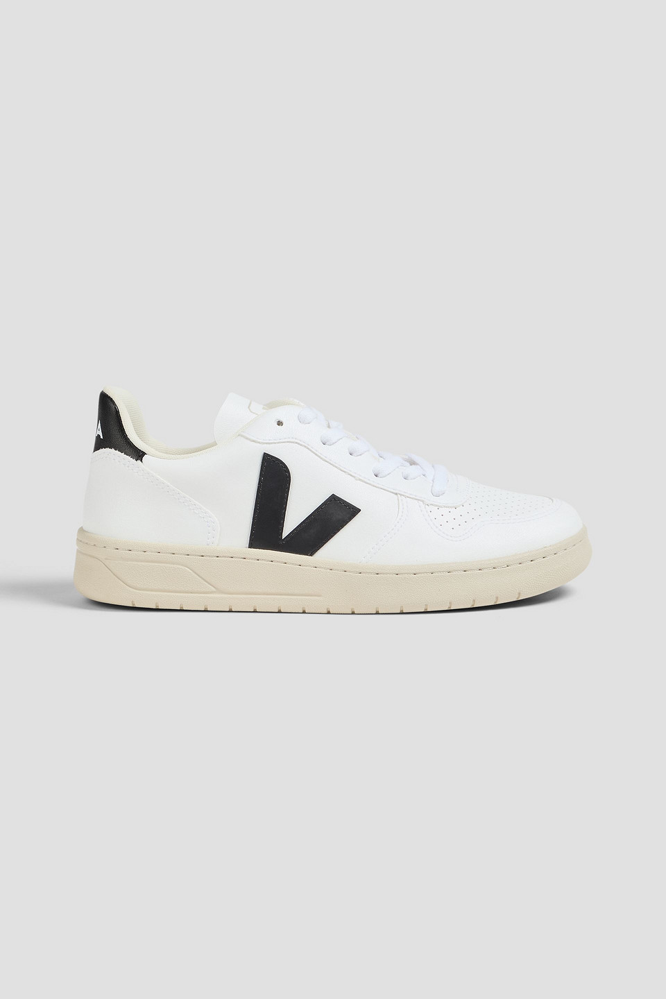 Veja V-10 Add Perforated Leather Trainers In White