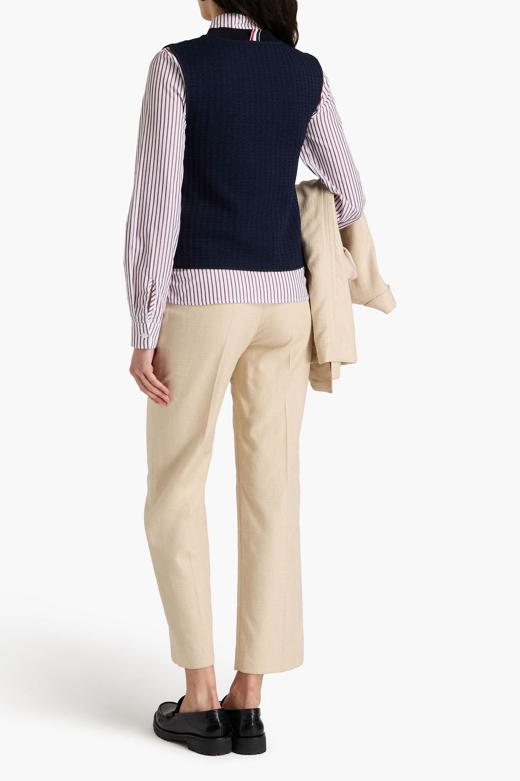 THOM BROWNE فيست من القطن ونسيج محبوك بنمط وافل