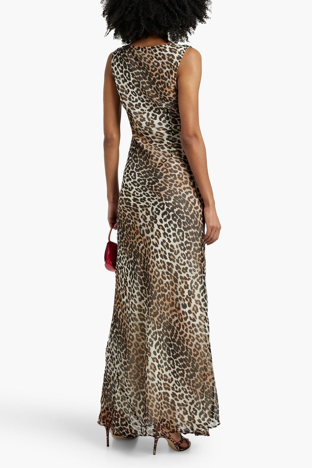 GANNI Leopard-print georgette maxi dress