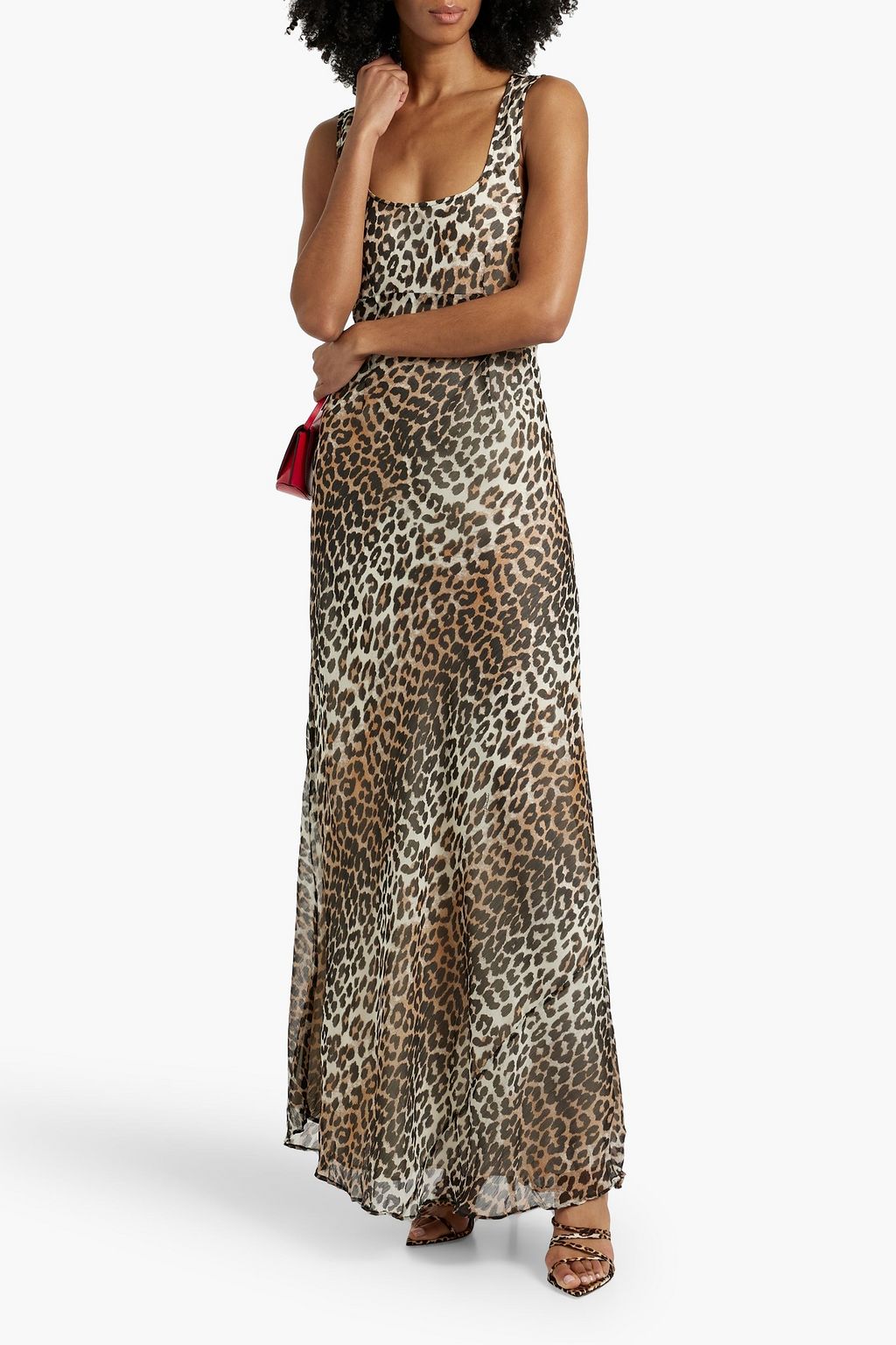 GANNI Leopard-print georgette maxi dress