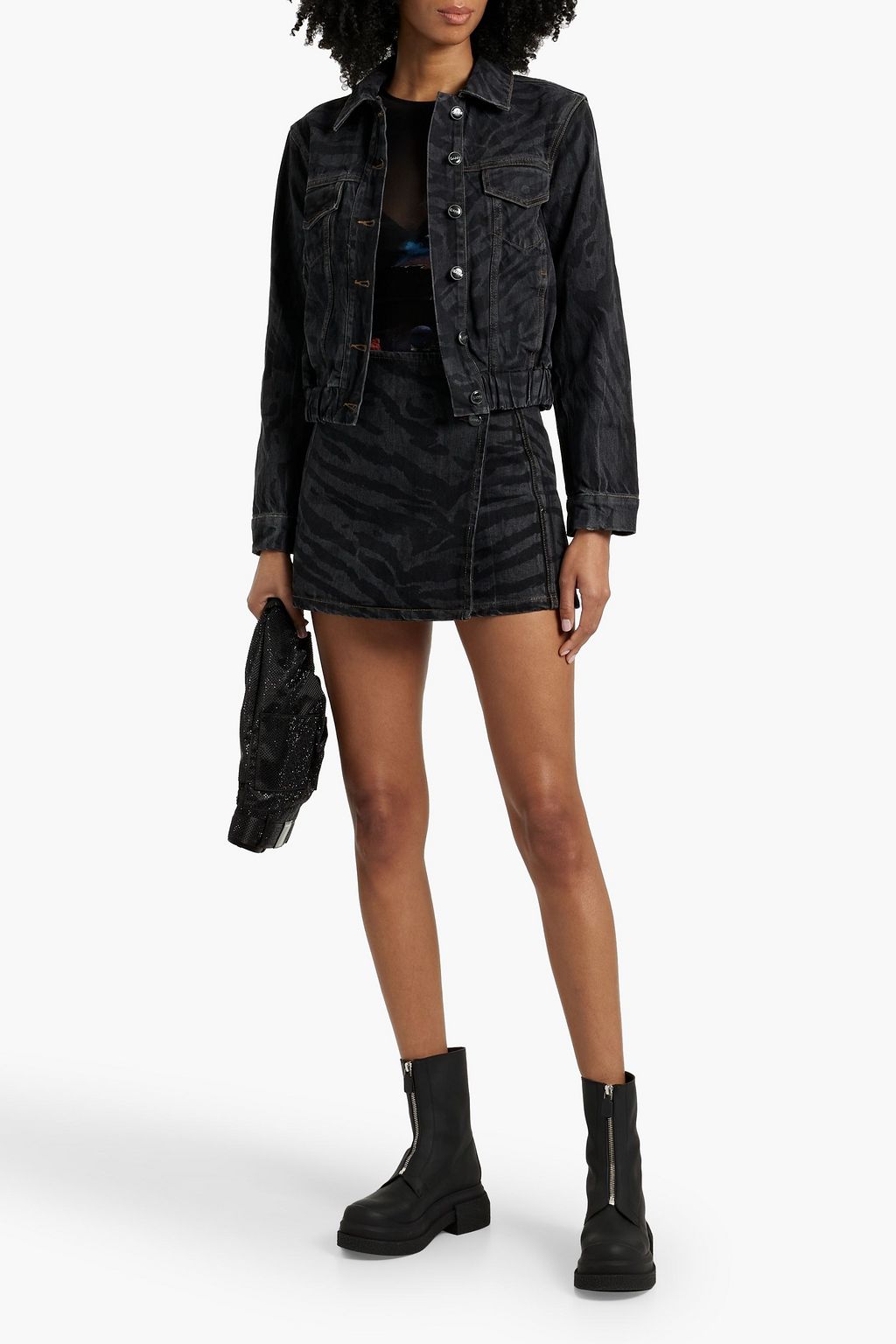 GANNI Tiger-print denim jacket
