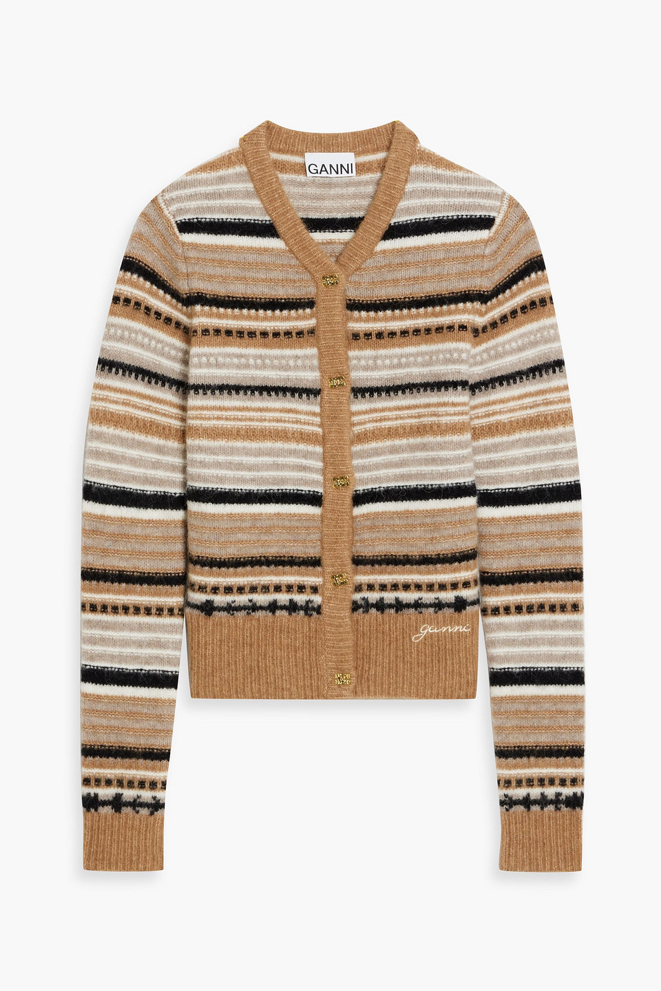 Striped jacquard-knit cardigan