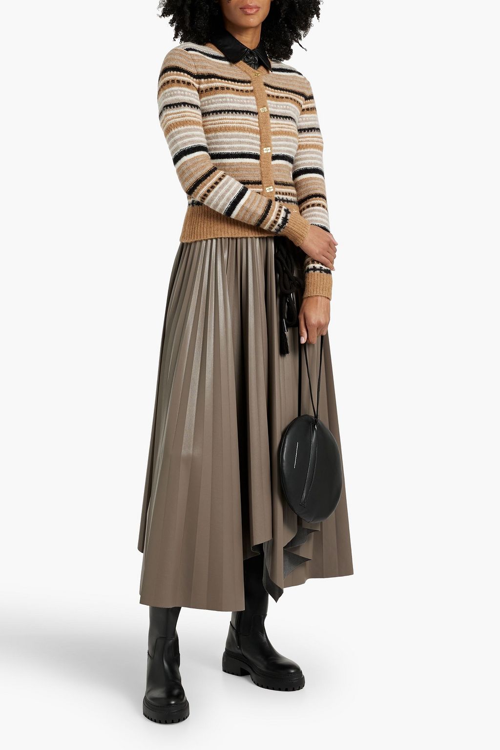 GANNI Striped jacquard-knit cardigan