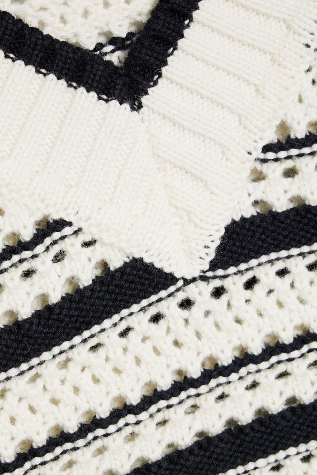 GANNI Striped open-knit cotton sweater