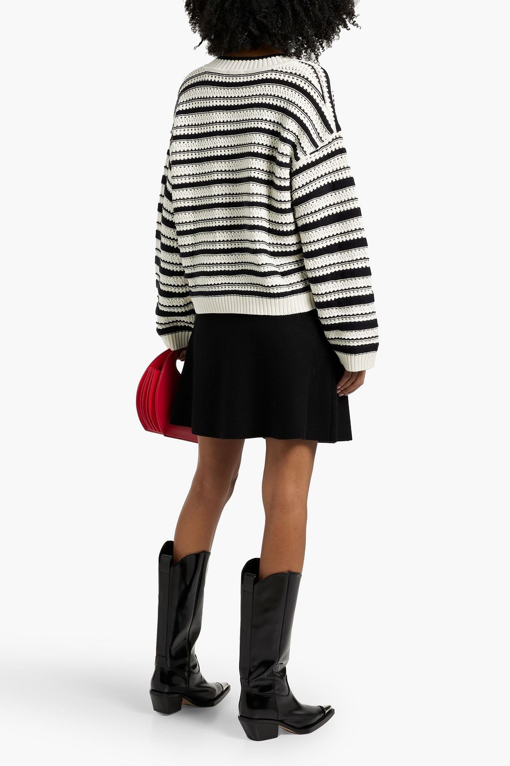 GANNI Striped open-knit cotton sweater
