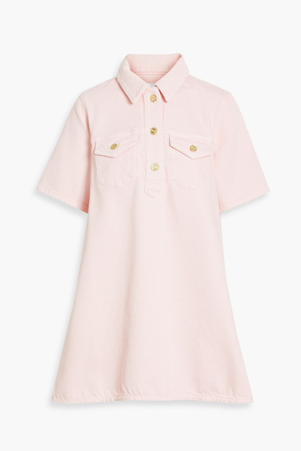 ganni - denim mini shirt dress - pink - eu 40