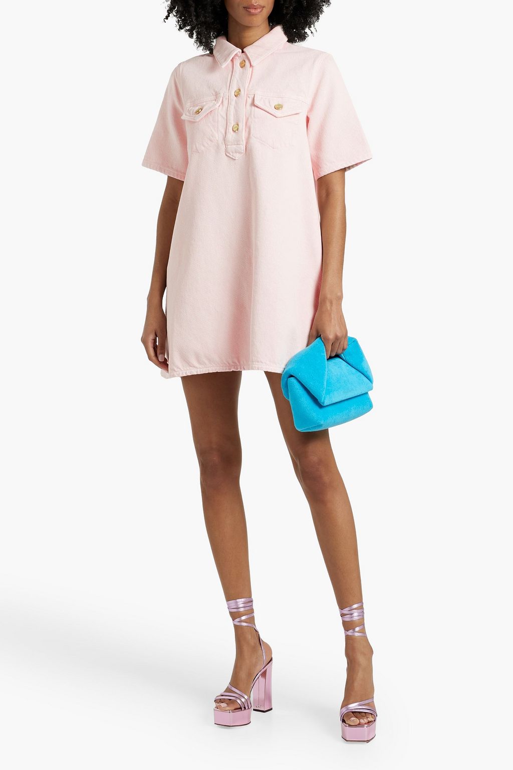 GANNI Denim mini shirt dress