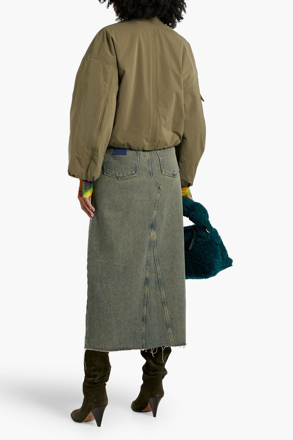 GANNI Denim midi skirt