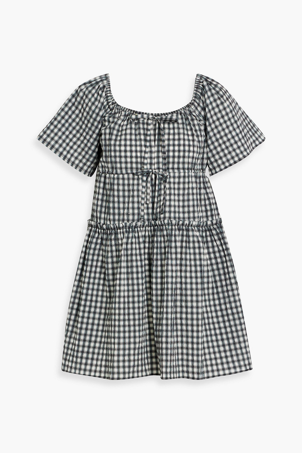 Ganni Check-print Mini Dress In Black
