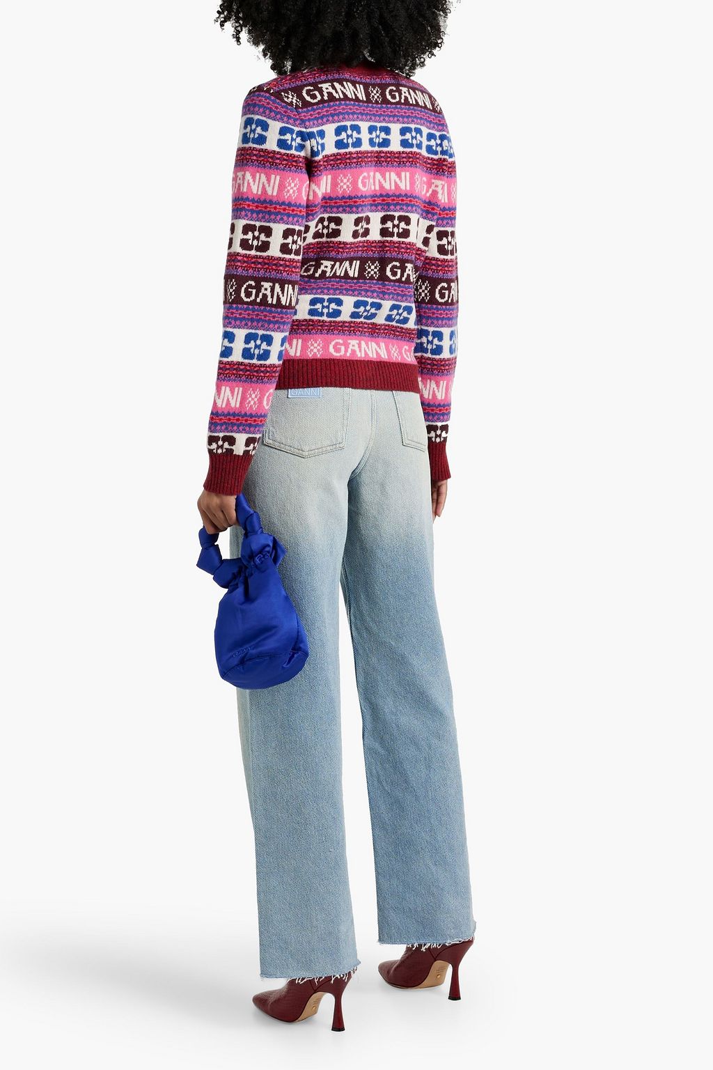 GANNI Faded high-rise wide-leg jeans
