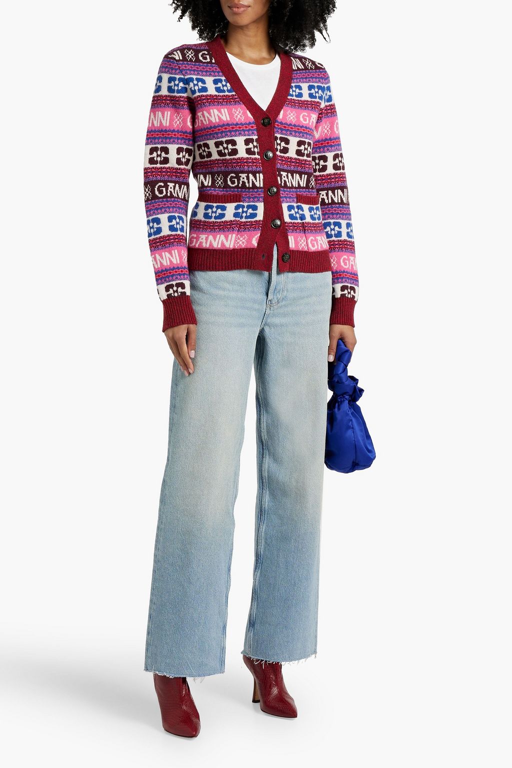 GANNI Faded high-rise wide-leg jeans