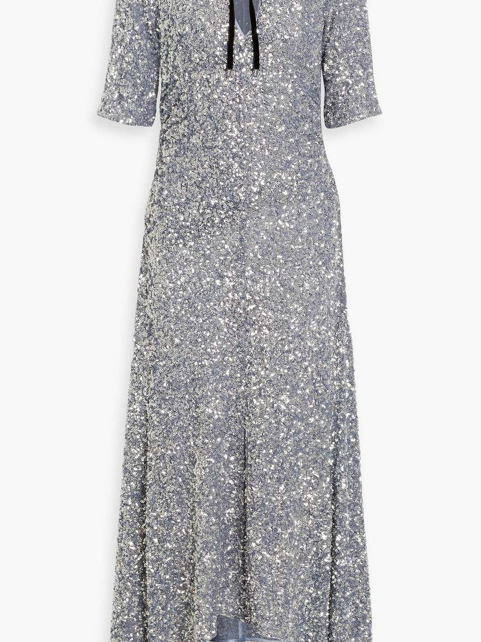 sequined stretch-mesh maxi dress